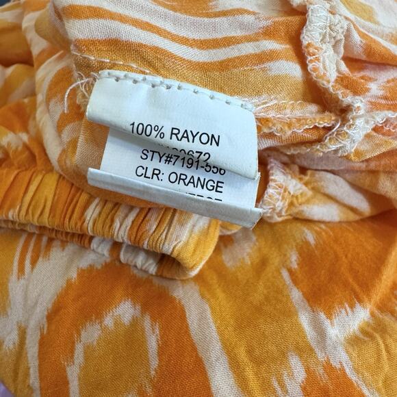 Women’s Dress Size Small Orange Resort Beach Vacation Cover Up Ruffles Print - Picture 6 of 7